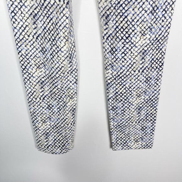 J McLaughlin Size 4 Cream Blue Lexi Skinny Jeans Snakeskin Print Cotton Stretch - Picture 8 of 12